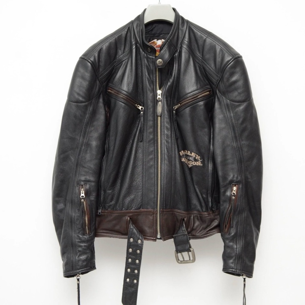 Vintage Harley-Davidson Black and Brown Leather Jacket